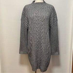 Express Heather Gray Cable Knit Sweater Dress